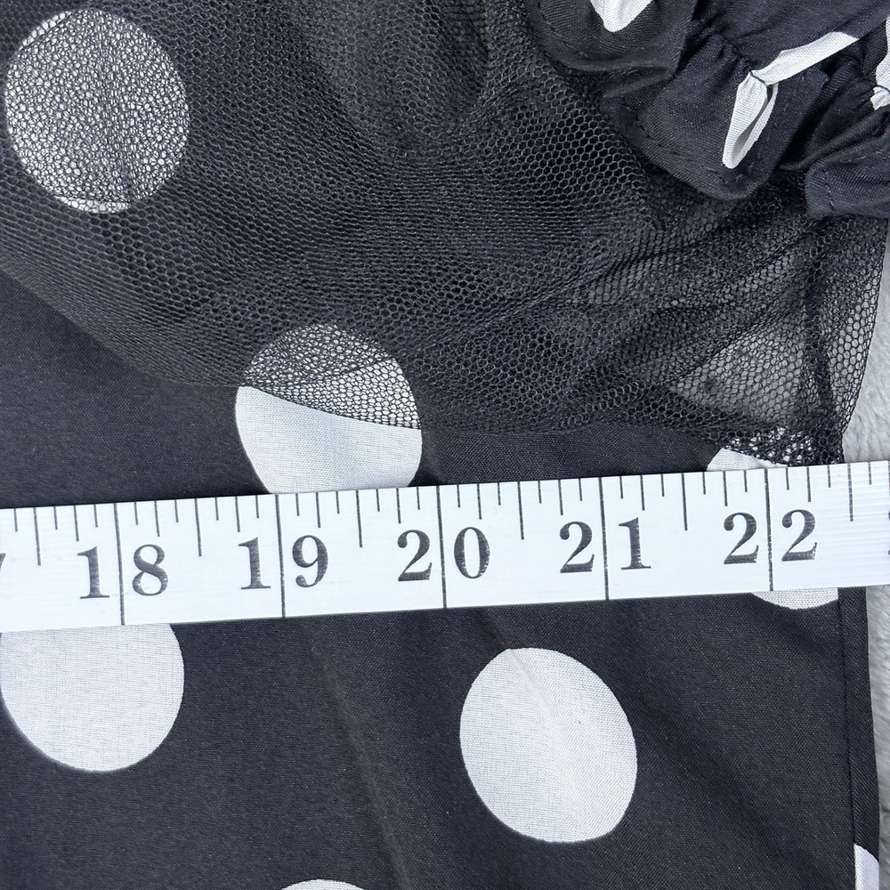 Womens‎ Polka Dot Blouse Black White 1X Sheer Mesh Ruffle Sleeve Feminine - Picture 14 of 16